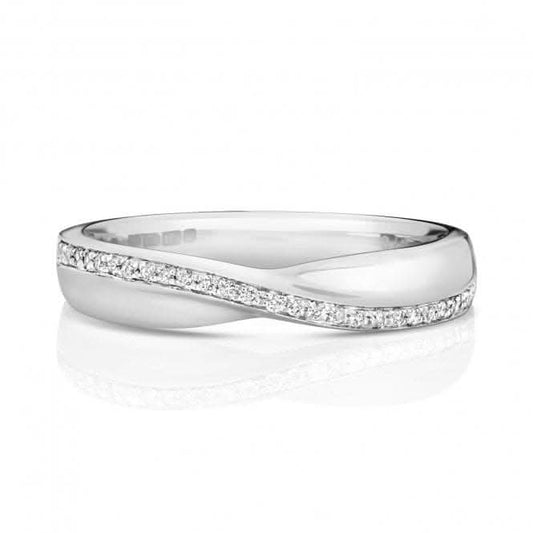 Wedding Band 18ct White Gold Crossover Band Ring WQ241W/I