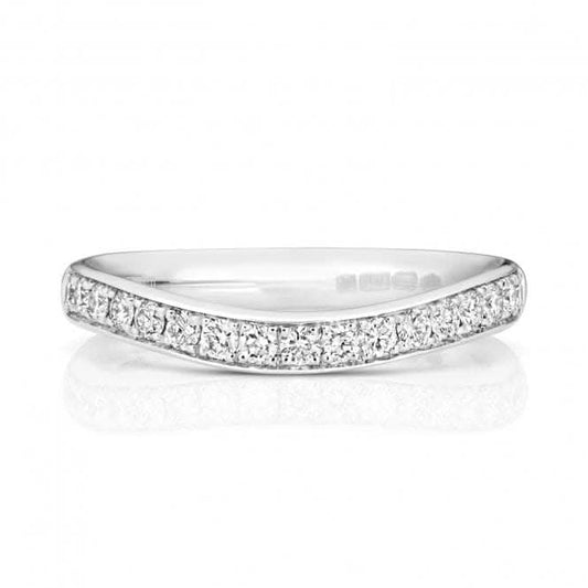 Wedding Band 18ct White Gold Diamond Wave Ring WQ248W/I