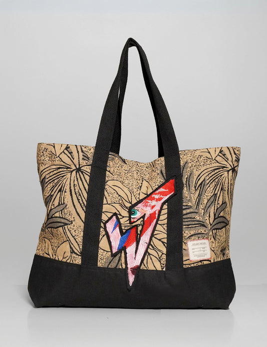 ST Tote Bag in Cotton Jacquard Floral Pattern