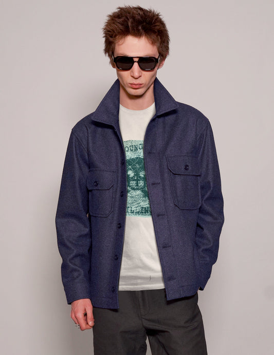 Wool Workshirt in Navy Blue