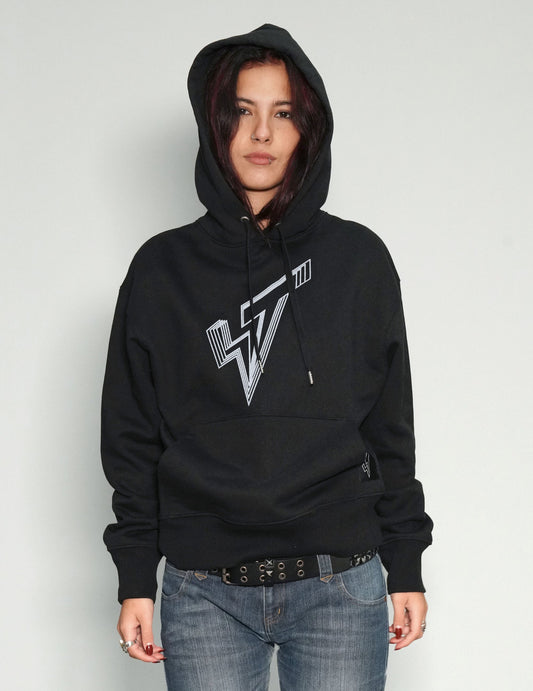 ST Hoodie in Black with Silver Lined Logo