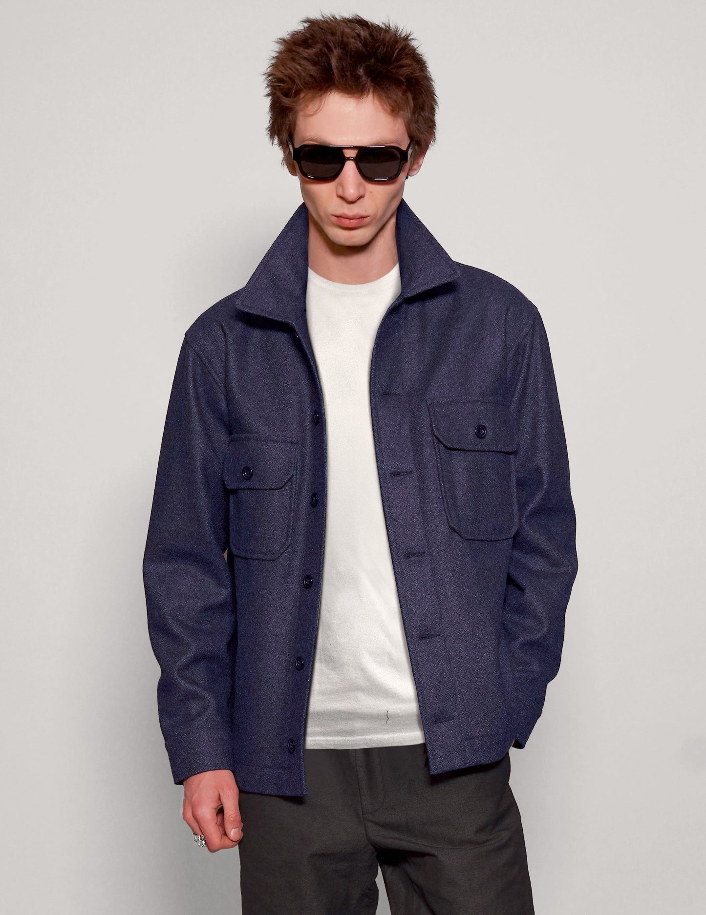 Wool Workshirt in Navy Blue