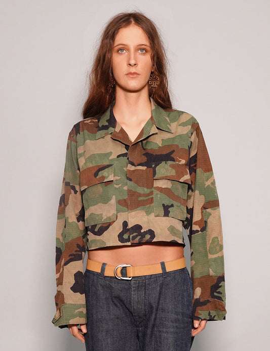 Cropped Party Back Shirt - Black Sequin - Camo