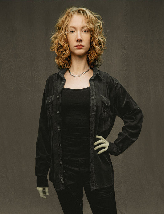 Party Back Shirt - Black Sequin - Black Corduroy