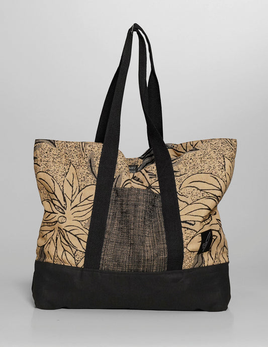 ST Tote Bag in Cotton Jacquard Floral Pattern