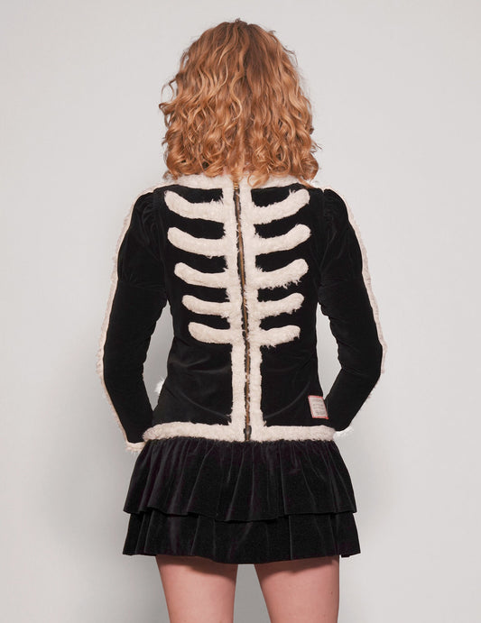 Vivetta Black Velvet Dress with Fur Trim