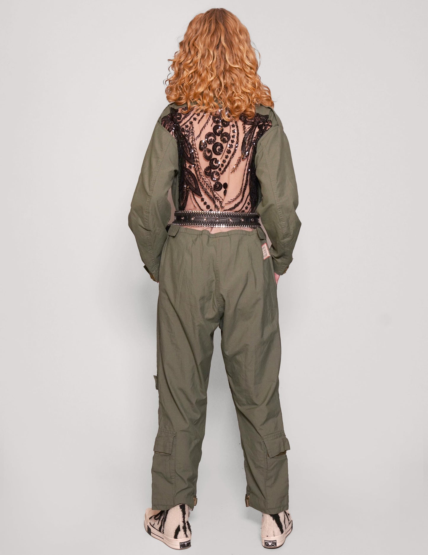 Khaki Party Back Jumpsuit