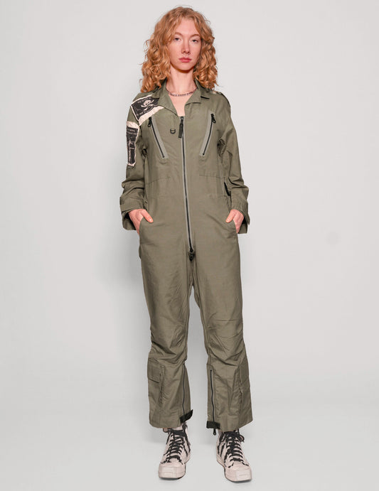 Patched Khaki Jumpsuit