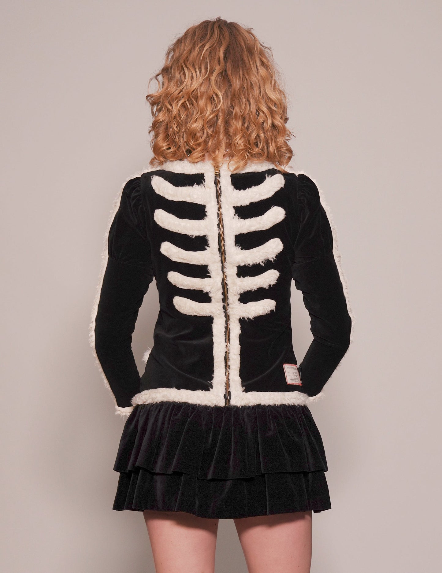Vivetta Black Velvet Dress with Fur Trim