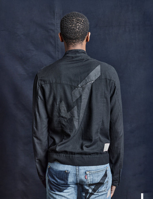 Black 0044 Double Breasted Biker Jacket in Black