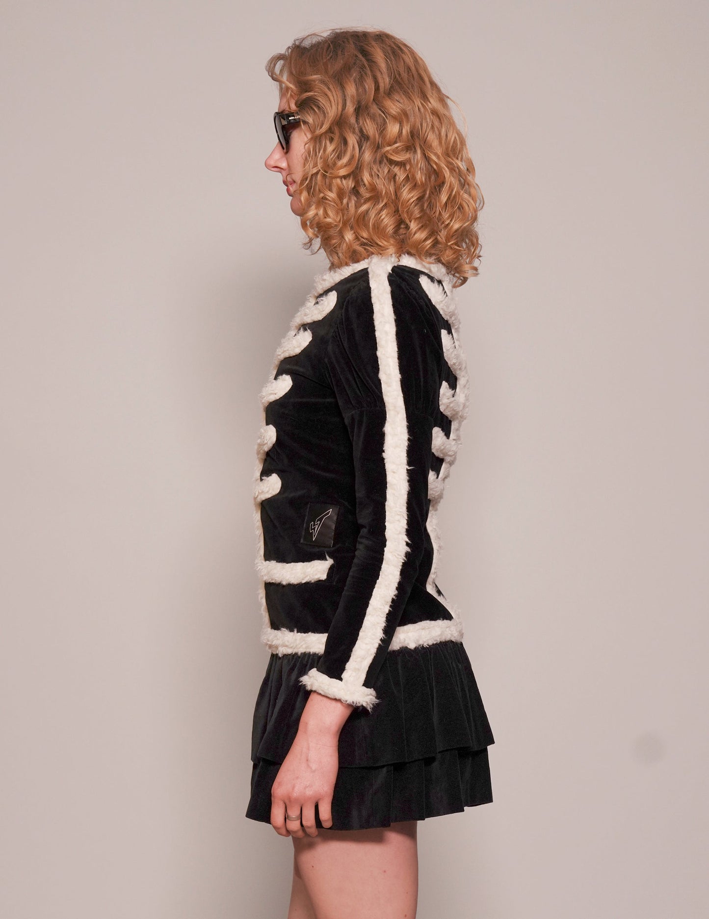 Vivetta Black Velvet Dress with Fur Trim