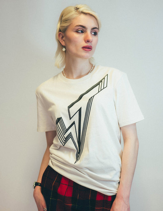 Ecru T-Shirt with Black Lined Logo (Free)