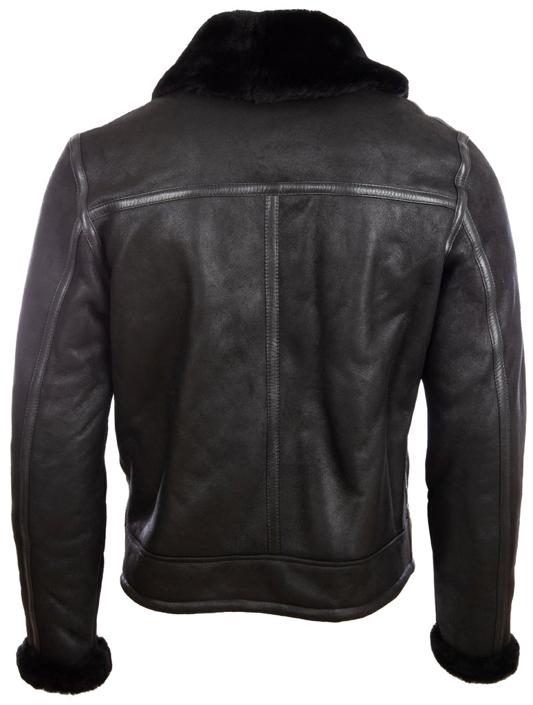 OBRS Men's Shearling Shawl Jacket - Black/Black