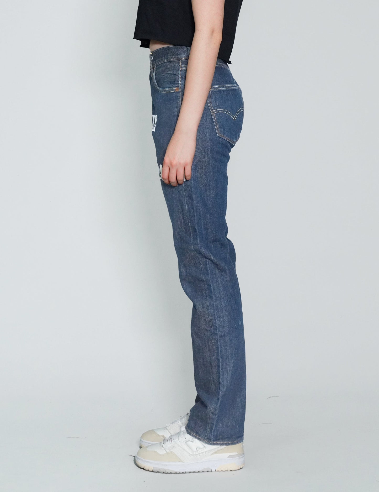 'Love Will Tear Us Apart' Jeans in Blue