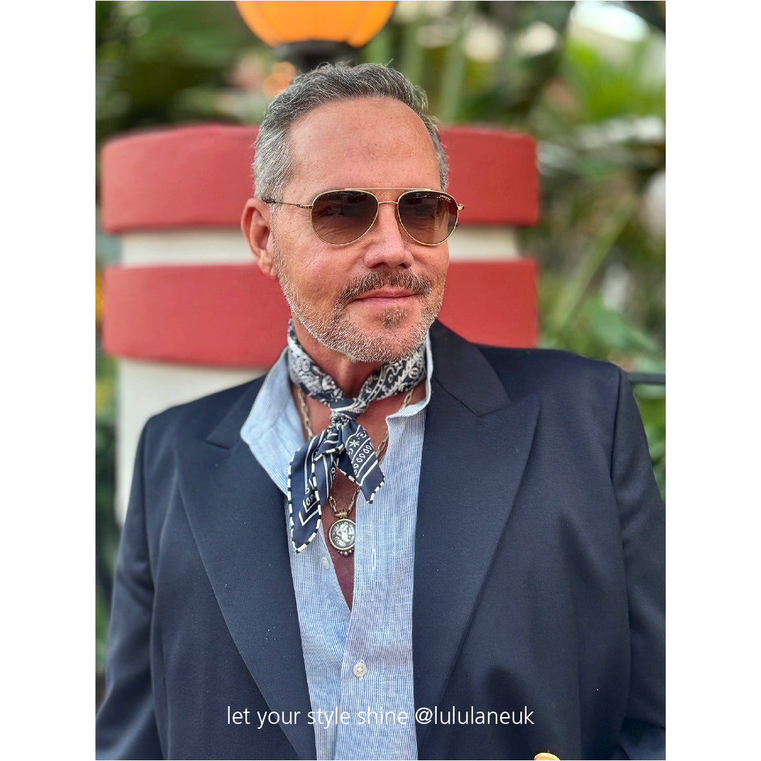 Navy Heritage Paisley Silk Scarf - 53cm Hand-Rolled Unisex Bandana