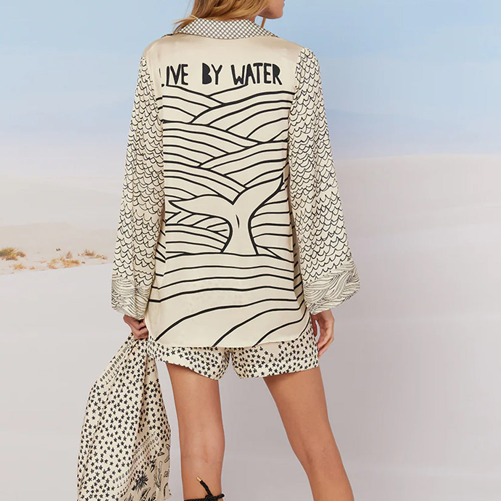 RoyalHoliday | Printed Shirt & Elastic Waist Shorts