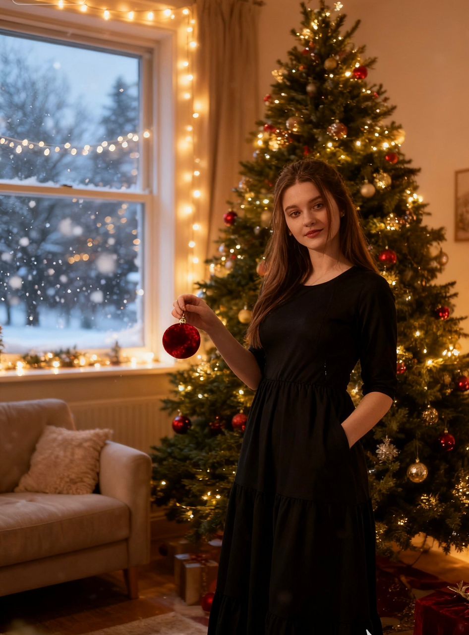 The Midi Breastfeeding Dress - Beth Black Cotton