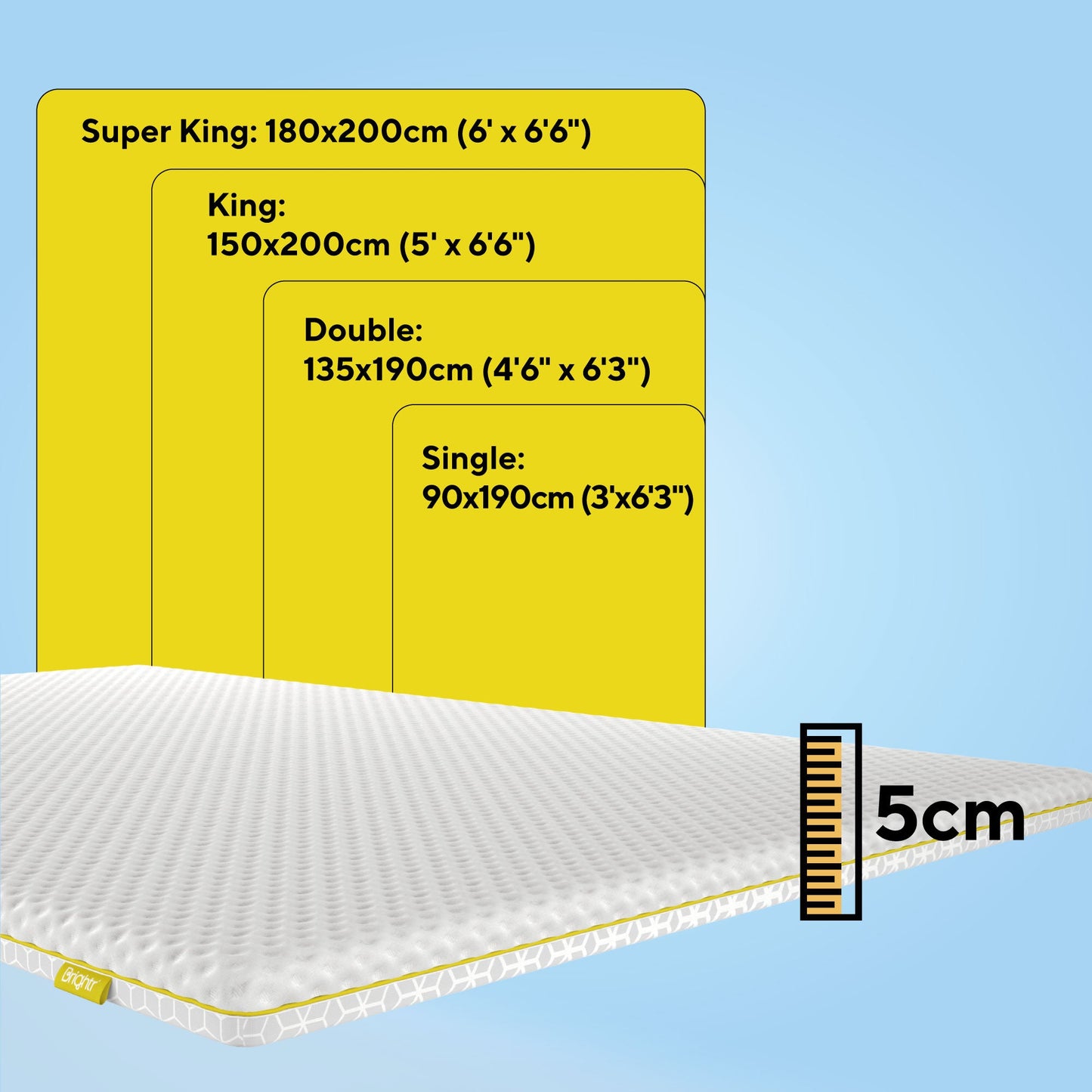 Brightr® Aurora  2 in 1 Memory Foam mattress topper Soft/Medium Firm