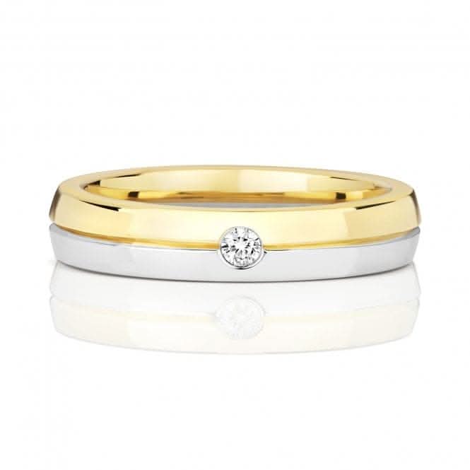 Wedding Band 9ct Diamond Wedding Two Tone Ladies 4.2mm Ring RD722