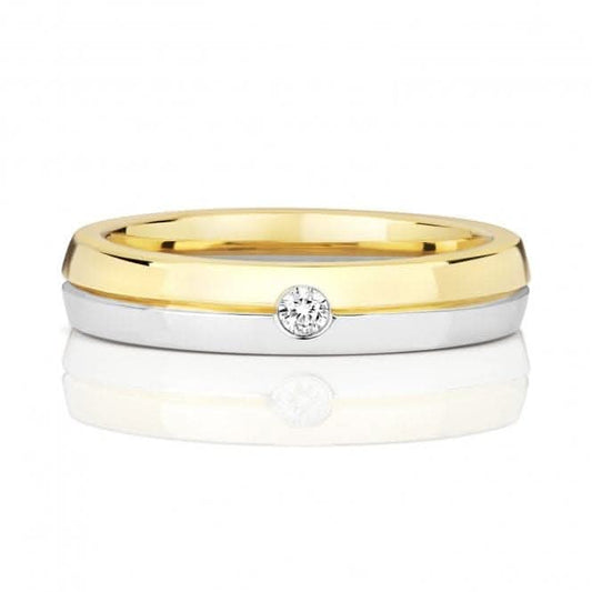 Wedding Band 9ct Diamond Wedding Two Tone Ladies 4.2mm Ring RD722