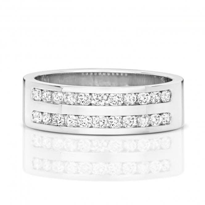 Wedding Band 9ct White Gold Diamond 2 Row Half Eternity 5.5mm Ring RD553W