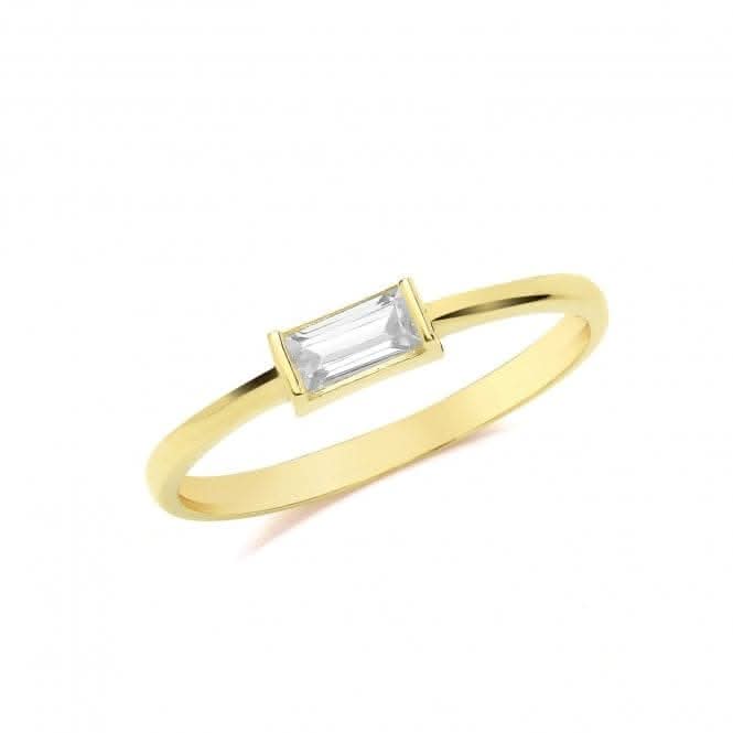 9ct Yellow Gold Baguette Zirconia Ring RN969