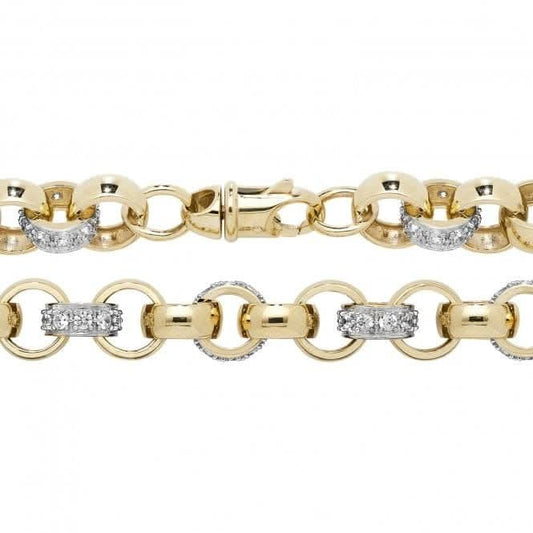 9ct Yellow Gold Belcher Chain with Zirconia Stones CH461CZ