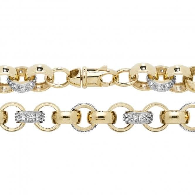 9ct Yellow Gold Belcher Chain with Zirconia Stones CH461CZ