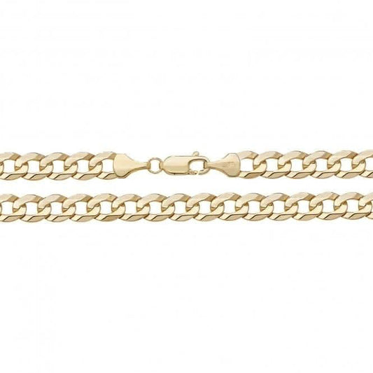 9CT Yellow Gold Flat Boulevard Curb Chain