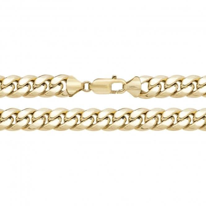 9CT Yellow Gold Semi Solid Cuban Curb Chain CH494