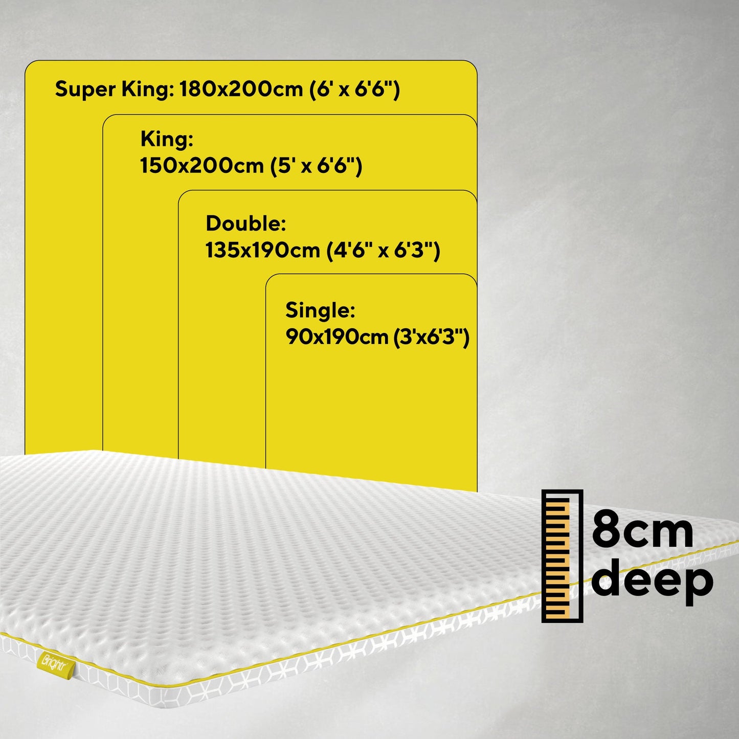 Brightr® Aurora Deluxe 2 in 1 Memory Foam mattress topper Medium Firm