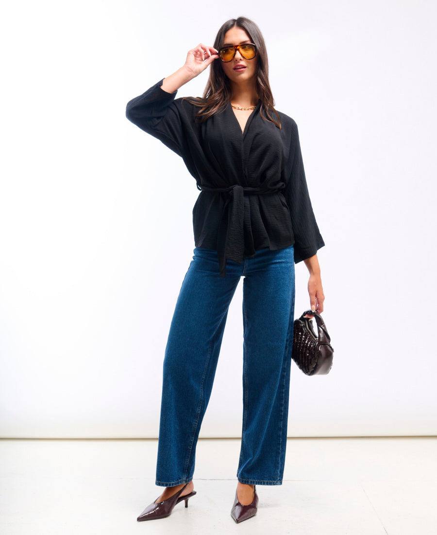 Black Soft Belted Jacket