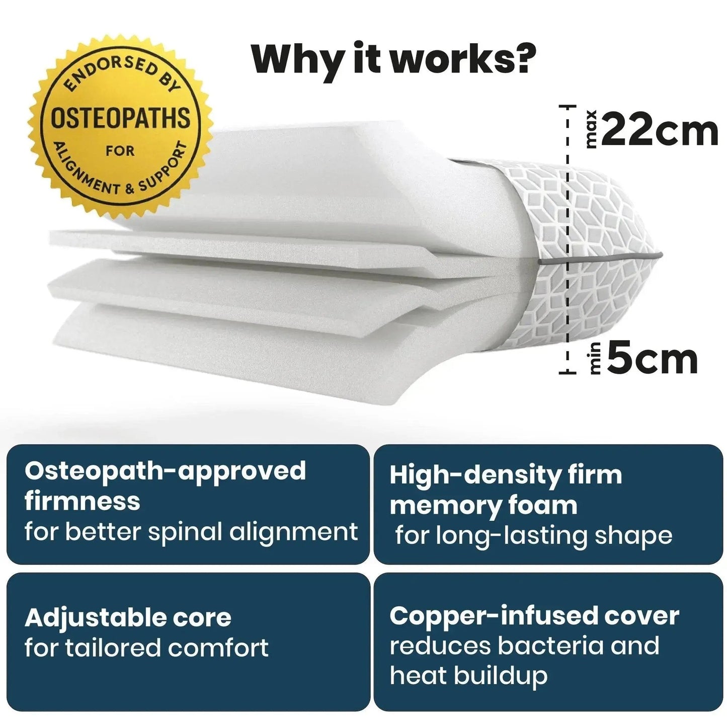 Brightr® Eclipse Adjustable Firm Memory foam pillow