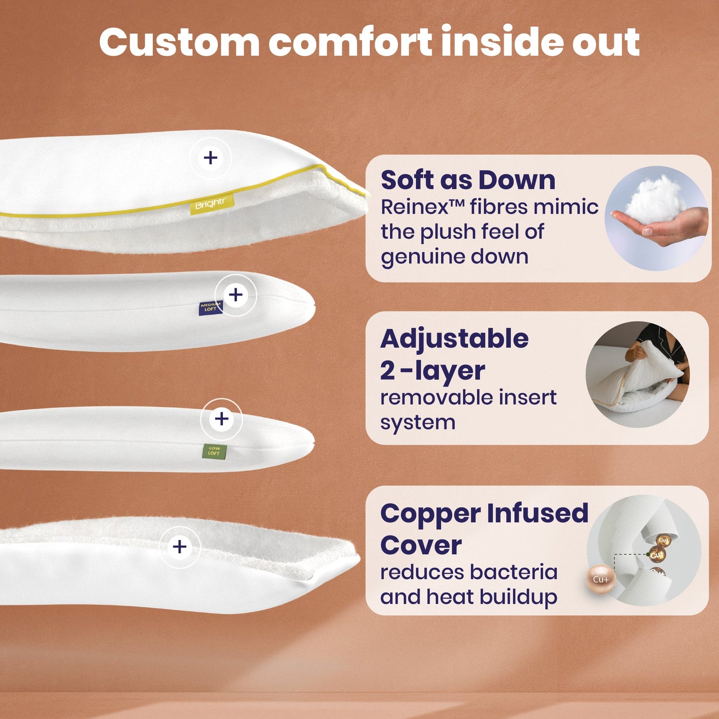 Brightr® Nox Vegan Best Down Alternative pillow