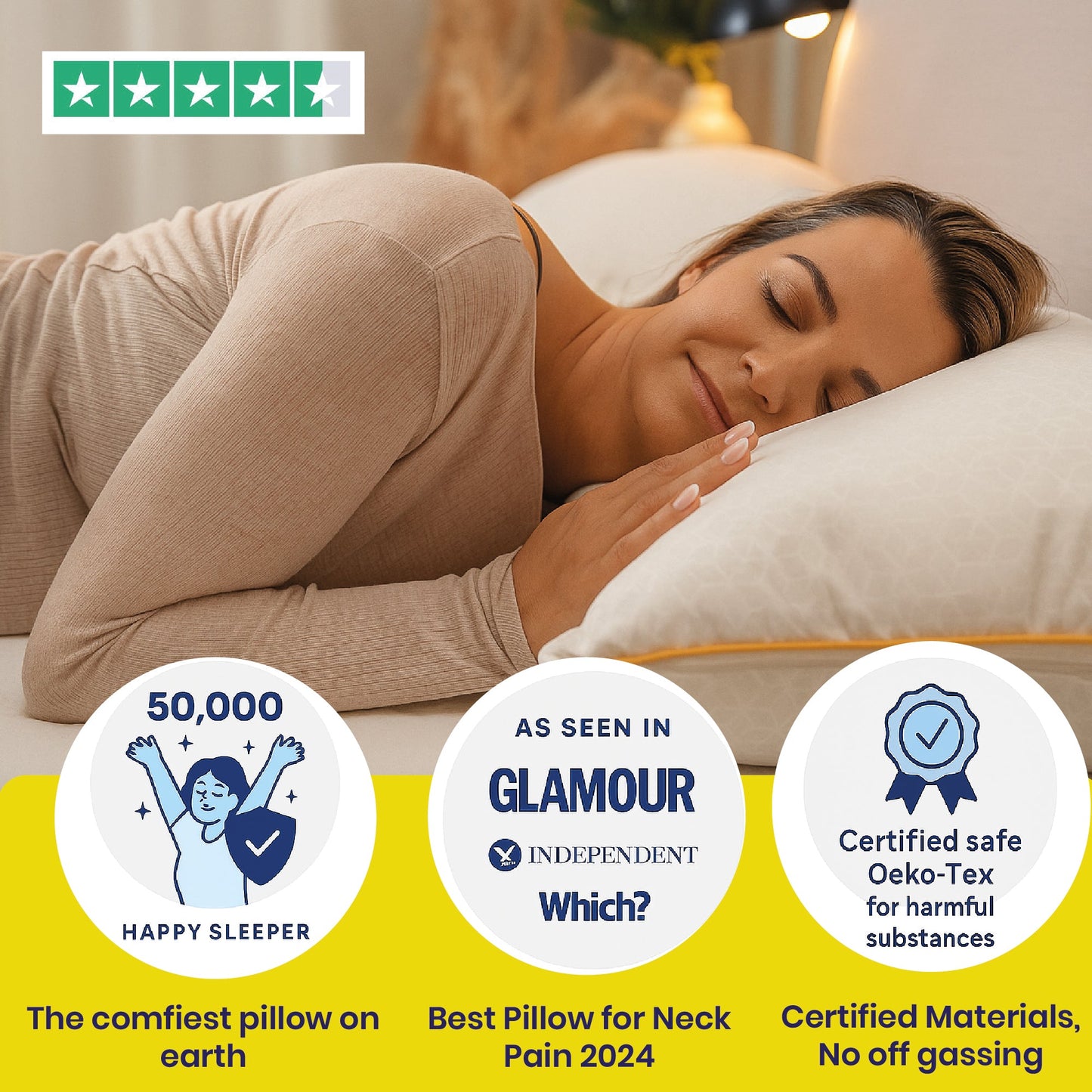 Brightr® Stella Hybrid Adjustable Pillow | Best pillow For Neck Pains