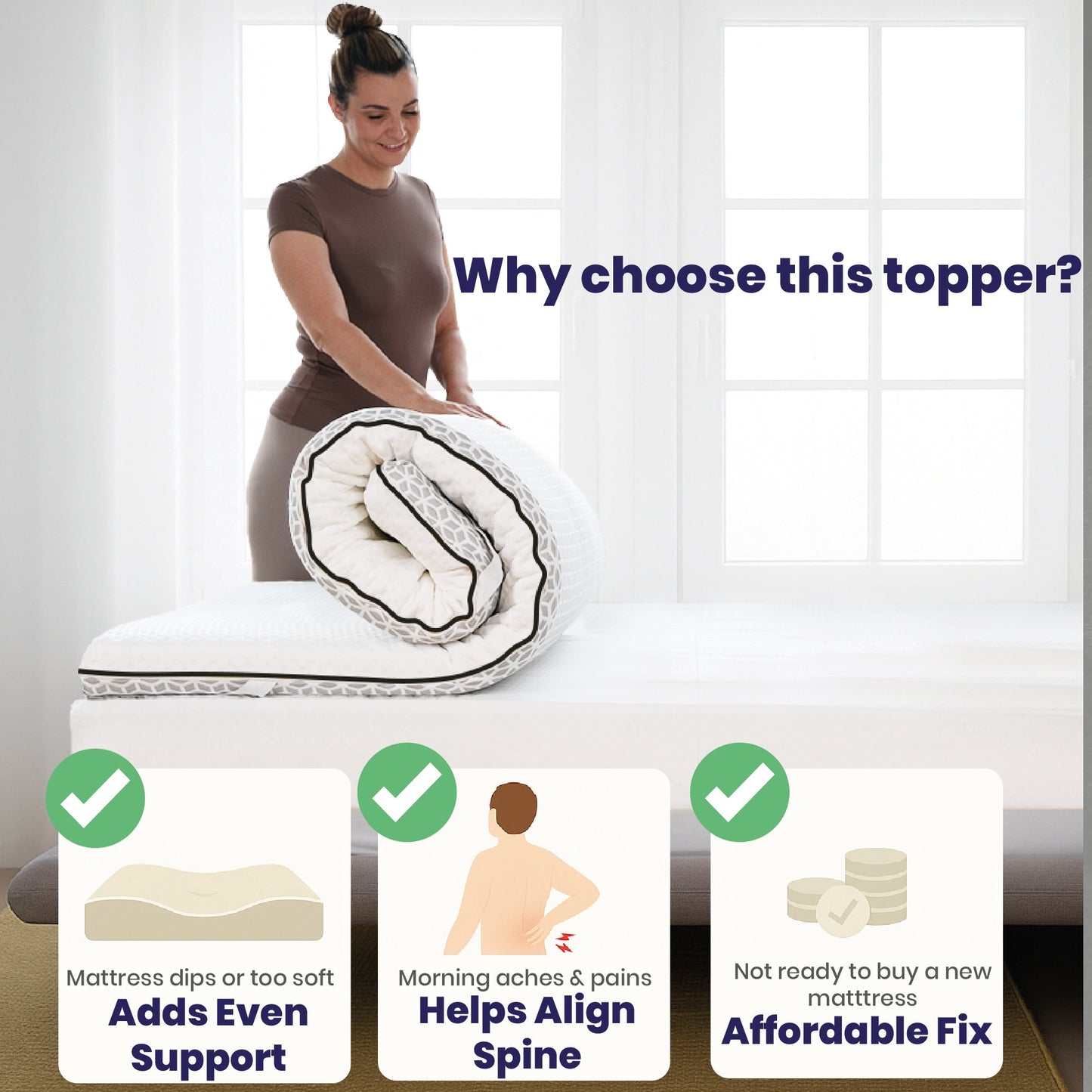Brightr®  Titan Deluxe 2 in 1 Mattress Topper  - Firm/Extra Firm