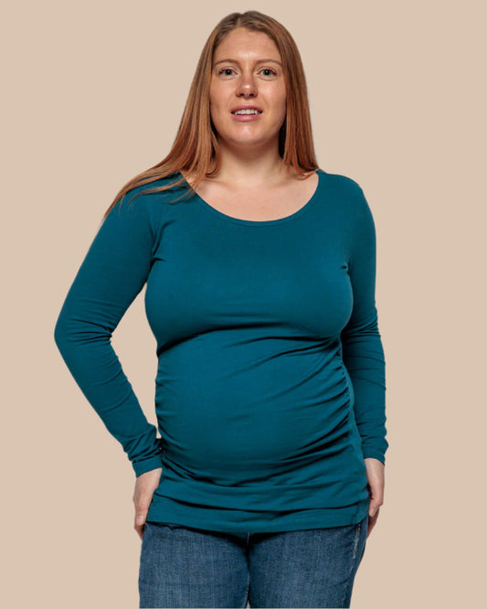 MATERNITY LONG SLEEVE TOP IN TEAL