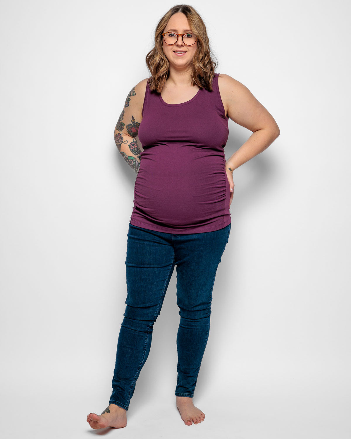 MATERNITY VEST IN PLUM