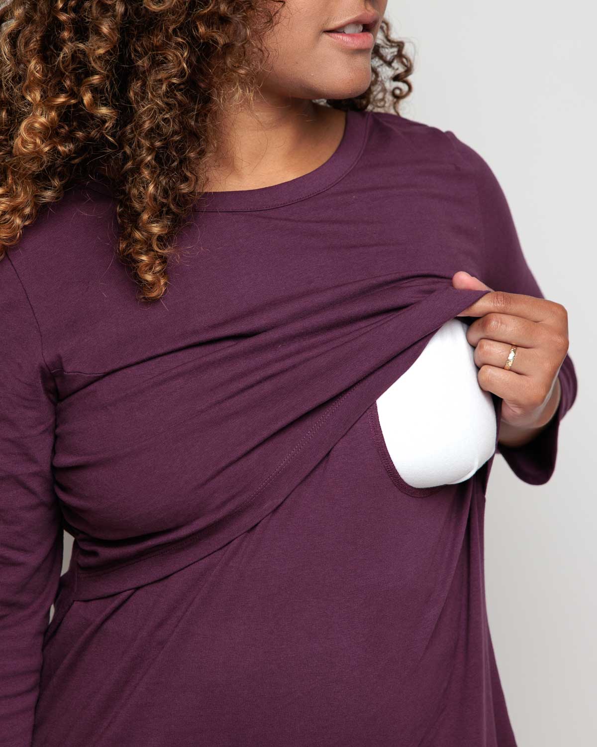 Nursing tunic dress in Plum