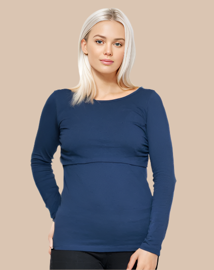 Nursing long sleeve t-shirt in Navy
