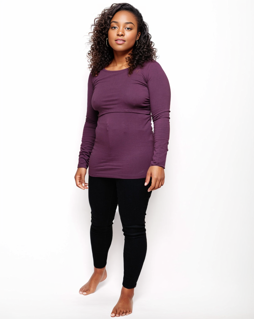 Nursing long sleeve t-shirt in Plum