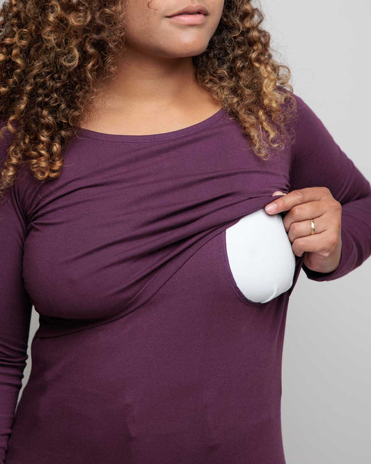 Nursing long sleeve t-shirt in Plum