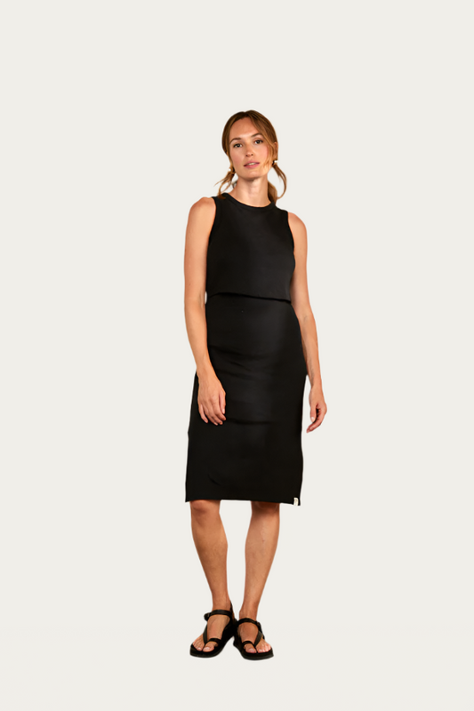 Bshirt Nursing Sleeveless Dress in Charcoal Black