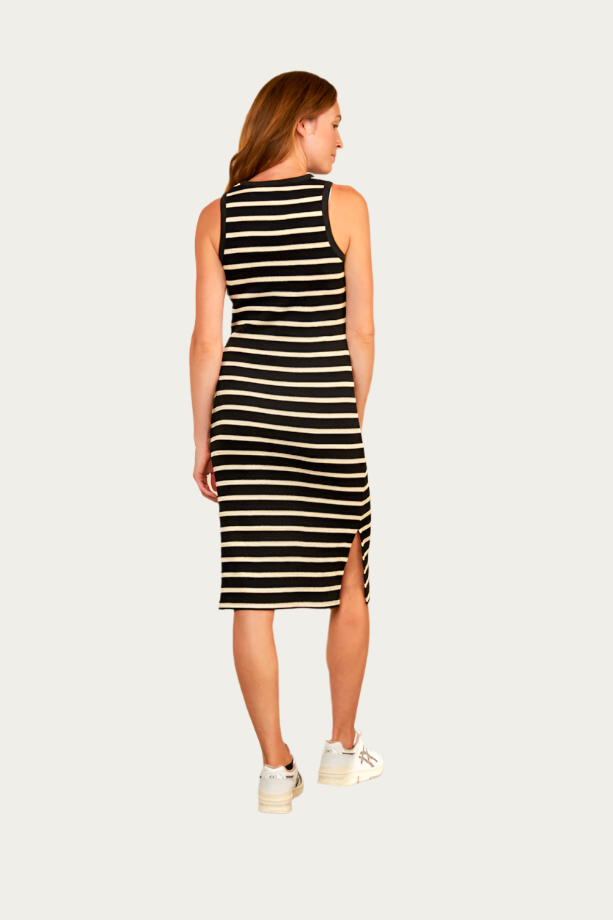 Bshirt Nursing Dress in Black and White Stripes