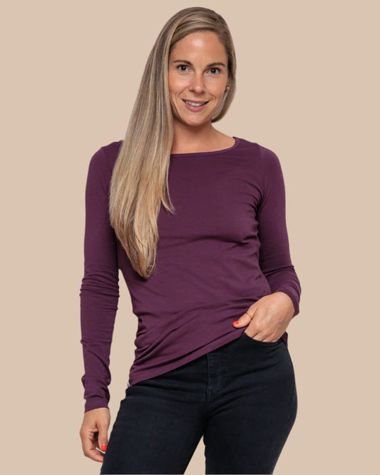 WOMEN'S LONG SLEEVE TOP IN PLUM