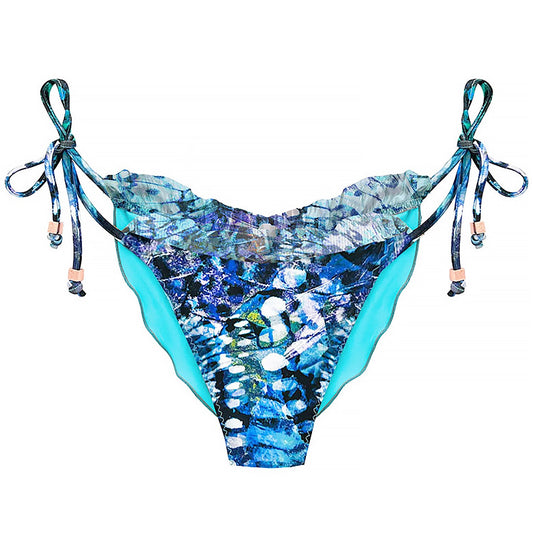 Boho Style Ruffle Bikini Bottom Blue Butterfly Lucia