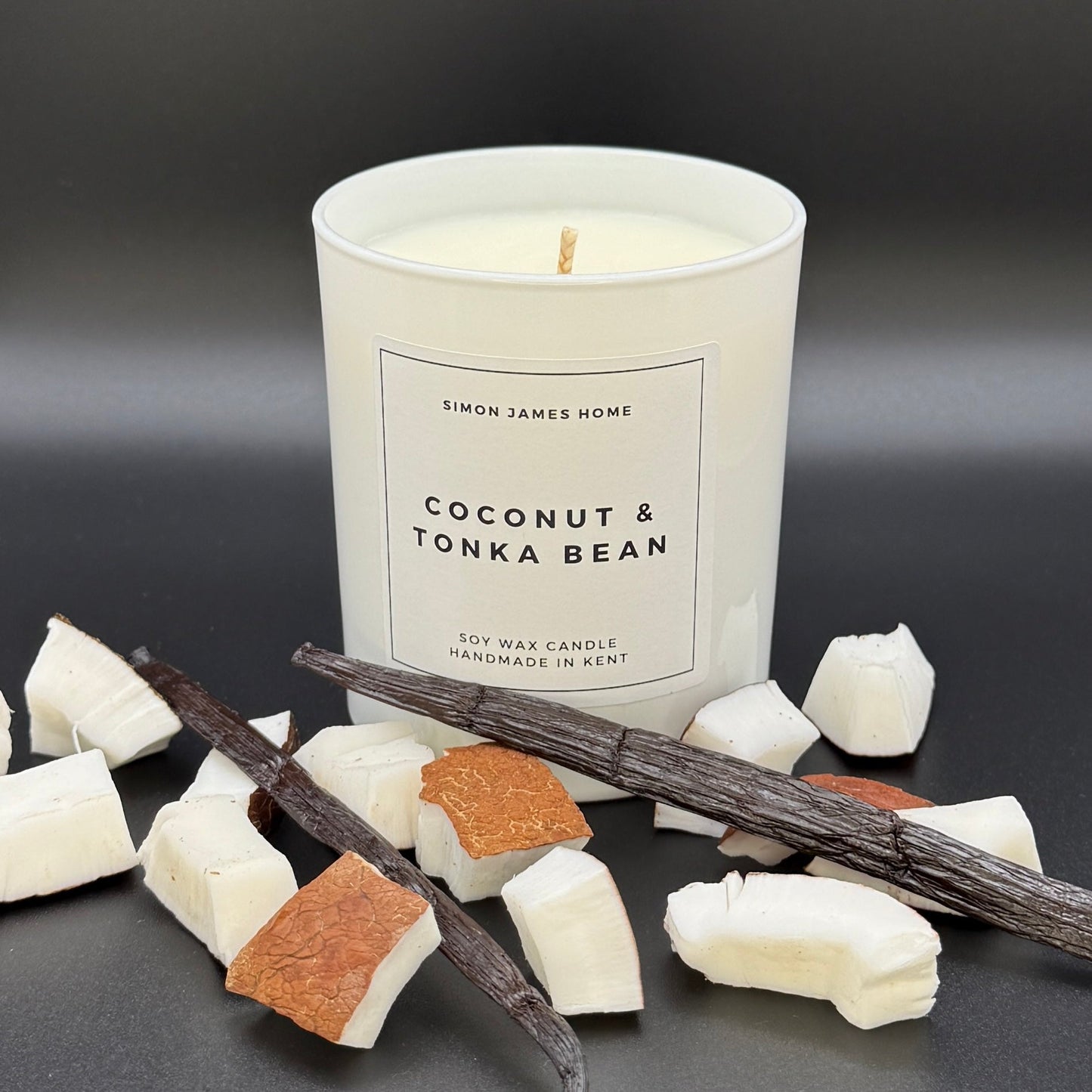 Coconut & Tonka Bean Handmade Soy Wax Candle - Luxurious Coconut Candle