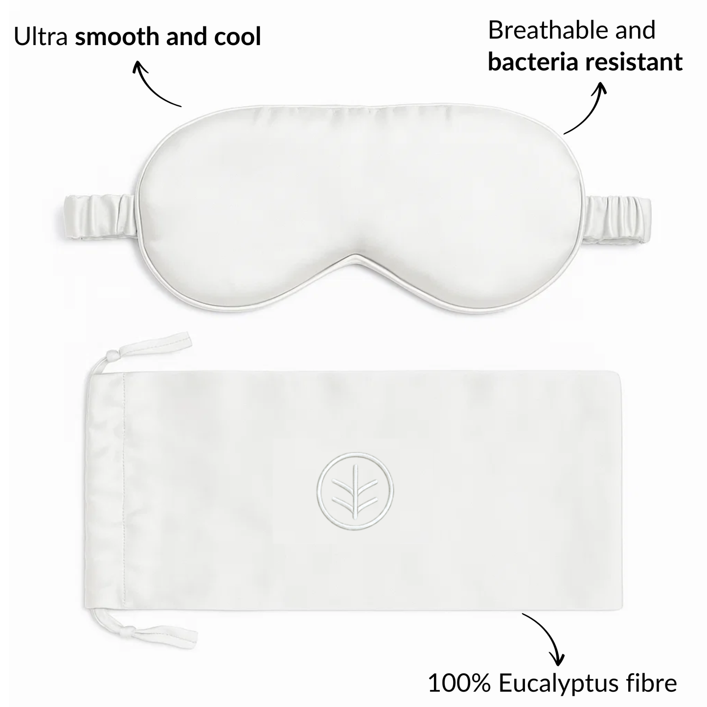 Essential Silk Sleep Eye Mask in White (Eucalyptus Silk)