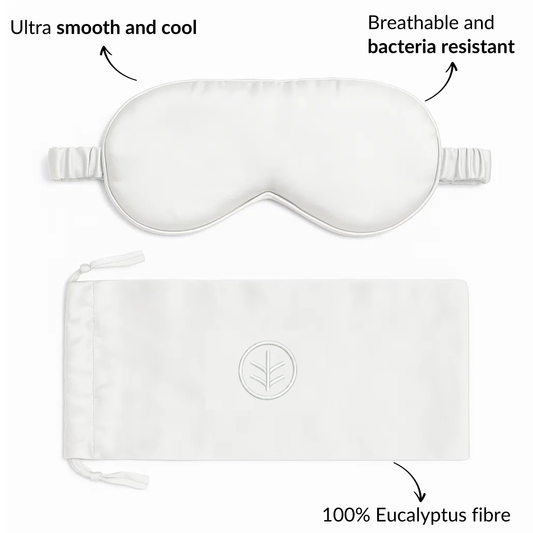 Essential Silk Sleep Eye Mask in White (Eucalyptus Silk)