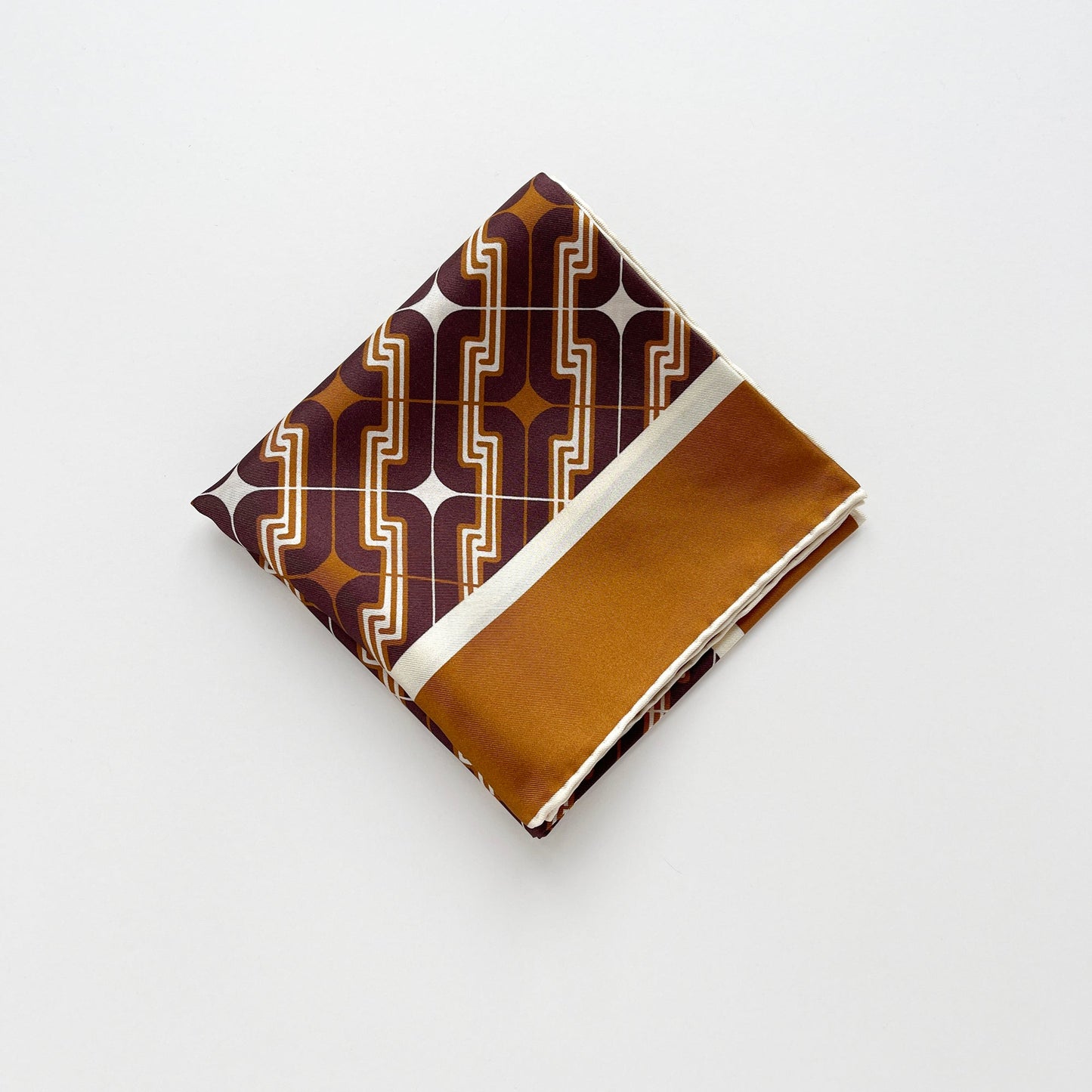 Retro Geometric Silk Square Scarf - 65cm Double-Sided Print Men's Square Neckerchief